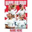 England Lionesses Personalised  Happy Birthday  Card For Sale