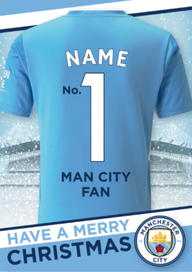 Manchester City FC Personalised Shirt Christmas Card Sale