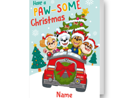 Paw Patrol Personalised Name Christmas Card For Cheap