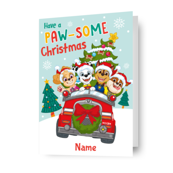 Paw Patrol Personalised Name Christmas Card For Cheap