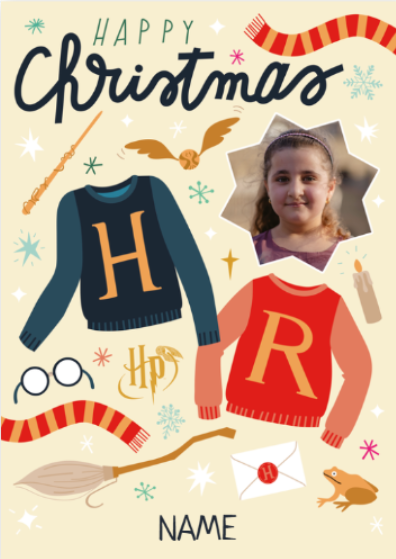 Harry Potter Personalised Any Name & Photo Christmas Card Sale