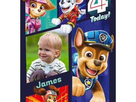 Paw Patrol Personalised Age 4 Birthday Photo Card Online Hot Sale