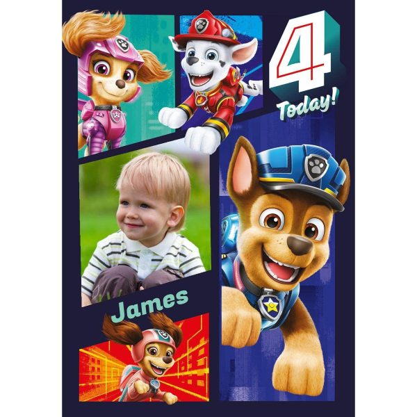 Paw Patrol Personalised Age 4 Birthday Photo Card Online Hot Sale