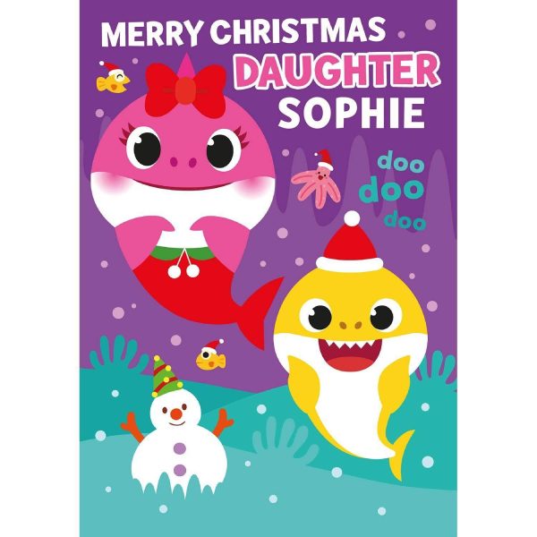 Baby Shark Personalised Daughter Christmas Card Fashion