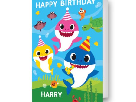 Baby Shark Personalised Name Birthday Card For Sale