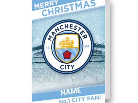 Manchester City FC Personalised Crest Christmas Card For Discount