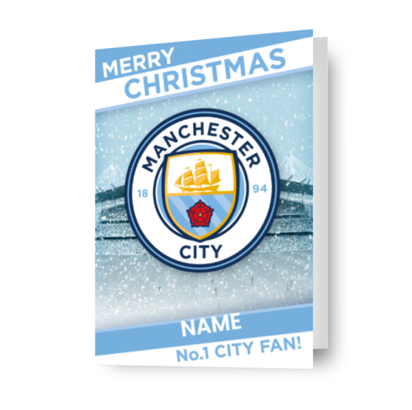 Manchester City FC Personalised Crest Christmas Card For Discount