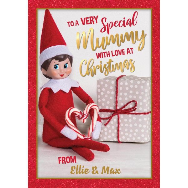 Elf On The Shelf Personalised  Mummy  Christmas Card Cheap