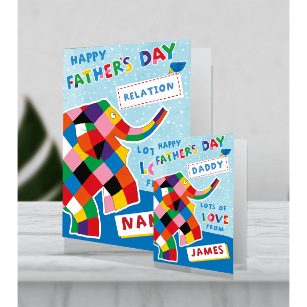 Elmer The Patchwork Elephant Giant Personalised Father s Day Card Online now