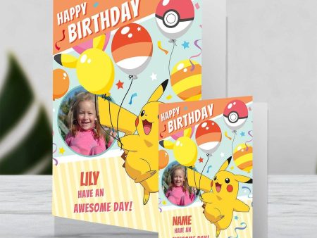 Pokémon Giant Personalised  Have An Awesome Day  Birthday Photo Card Hot on Sale