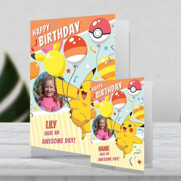 Pokémon Giant Personalised  Have An Awesome Day  Birthday Photo Card Hot on Sale