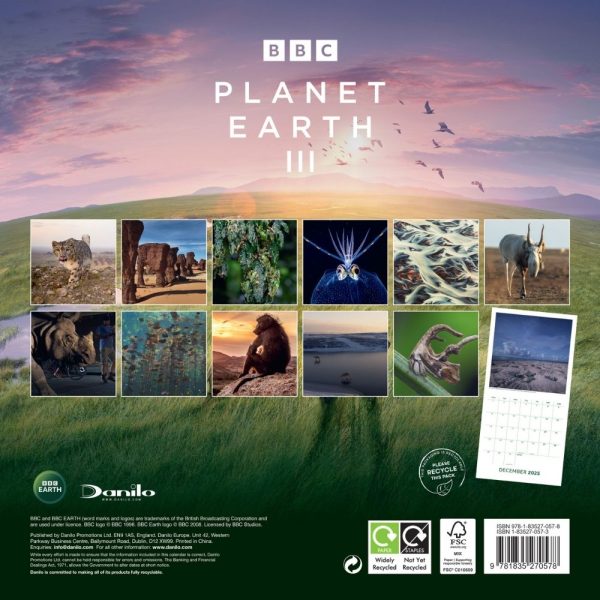 BBC EARTH 2025 SQUARE CALENDAR For Sale