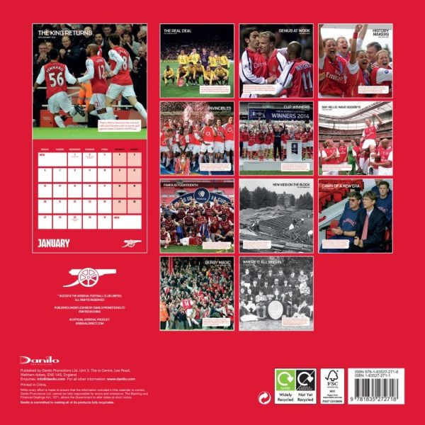 ARSENAL FC LEGENDS 2025 SQUARE CALENDAR Sale