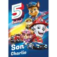 Paw Patrol Personalised Age 5 Birthday Card For Discount