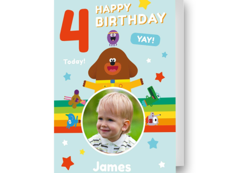 Hey Duggee Personalised Rainbow Birthday Photo Card Online Sale