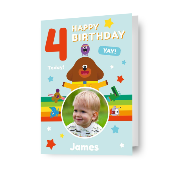 Hey Duggee Personalised Rainbow Birthday Photo Card Online Sale