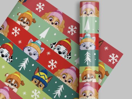 Paw Patrol Christmas 4m Roll Wrapping Paper For Cheap