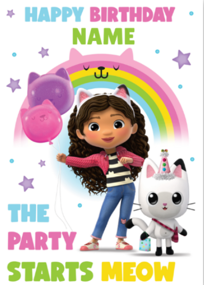 Gabby s Dollhouse Personalised Name Birthday Card Discount