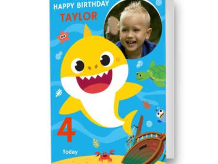 Baby Shark Personalised Name Age and Photo Birthday Card Online Sale