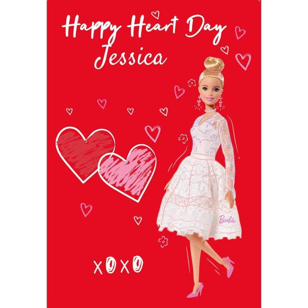 Barbie Personalised  Happy Heart Day  Valentine s Day Card Supply