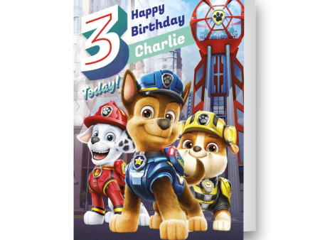 Paw Patrol Movie Personalised Age 3 Birthday Card For Cheap