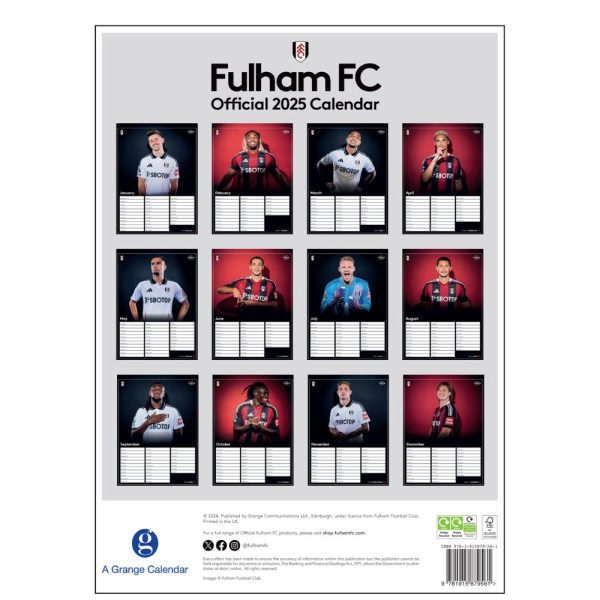 FULHAM FC 2025 A3 CALENDAR For Discount