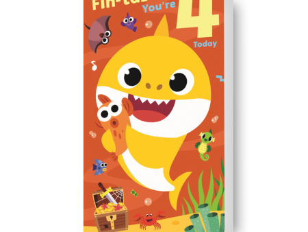 Baby Shark Age 4 Birthday Card For Cheap