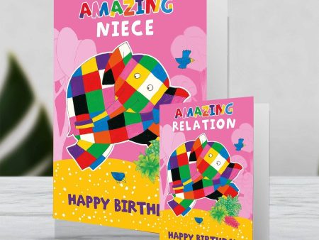 Elmer The Patchwork Elephant Giant Personalised  Amazing  Birthday Card For Sale