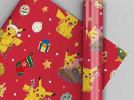 Pokémon Christmas 4 Sheets & 4 Tags Gift Wrap For Cheap