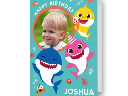 Baby Shark Personalised Name And Photo Birthday Card Online