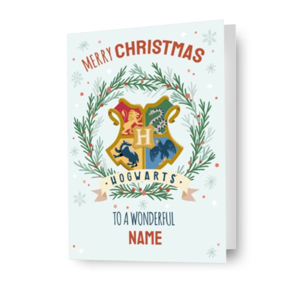 Harry Potter Personalised Hogwarts Crest Christmas Card Discount