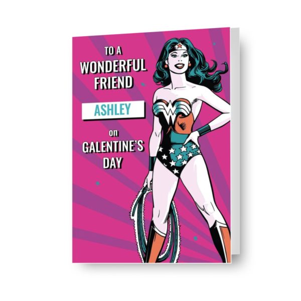 Wonder Woman Personalised  Galentine s  Valentine s Day Name Card Online