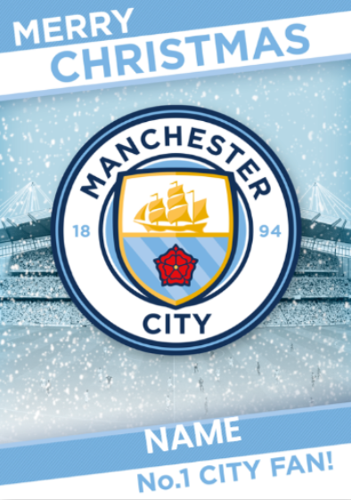 Manchester City FC Personalised Crest Christmas Card For Discount