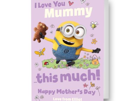 Despicable Me Minions  I Love You This Much!  Personalised Mother s Day Card Fashion