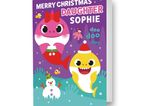 Baby Shark Personalised Daughter Christmas Card Fashion