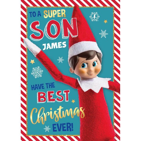 Elf On The Shelf Personalised Son Christmas Card For Cheap