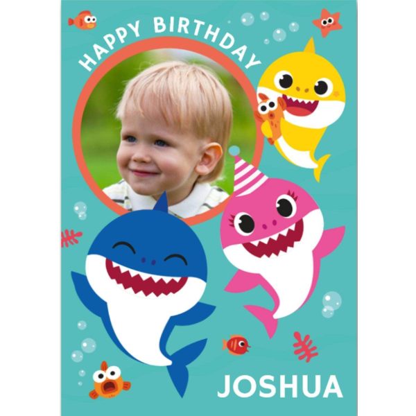 Baby Shark Personalised Name And Photo Birthday Card Online