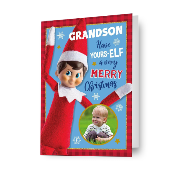 Elf On The Shelf Personalised Photo Christmas Card Fashion