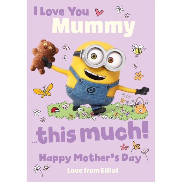 Despicable Me Minions  I Love You This Much!  Personalised Mother s Day Card Fashion