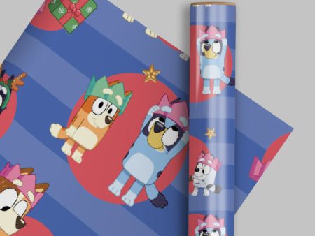 Bluey Christmas 2 Sheets & 2 Tags Gift Wrap Hot on Sale