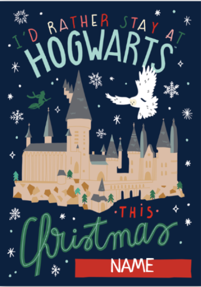 Harry Potter Personalised Any Name  Hogwarts  Christmas Card For Discount