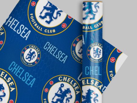 Chelsea FC 2 Sheets & 2 Tags Gift Wrap Cheap