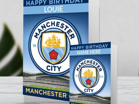 Manchester City FC Personalised Giant Crest Birthday Card Online