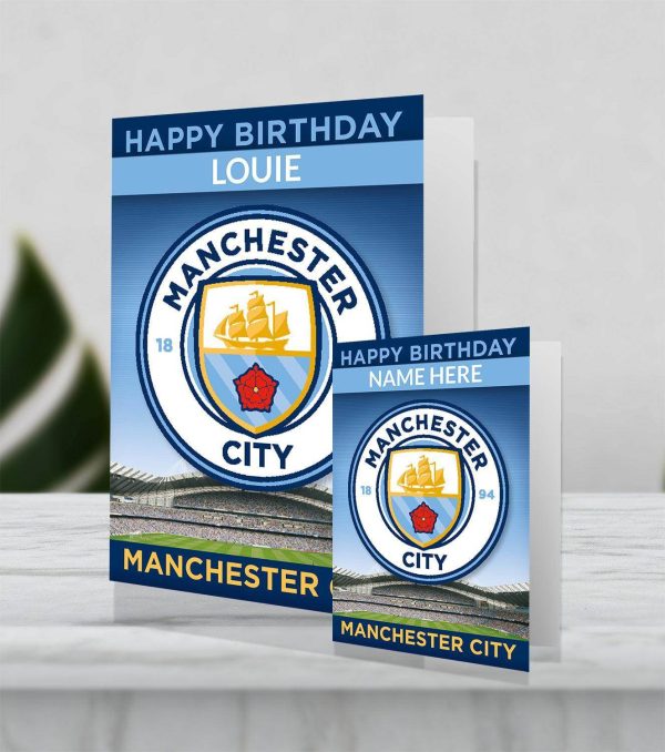 Manchester City FC Personalised Giant Crest Birthday Card Online