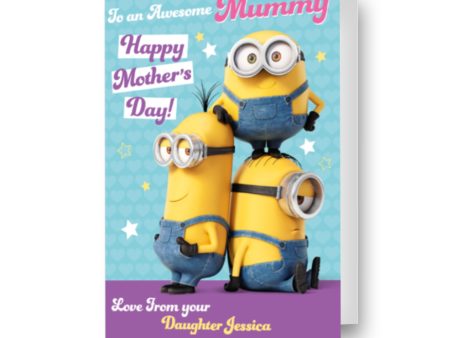 Despicable Me Minions Personalised  Awesome Mummy  Mother s Day Card For Cheap