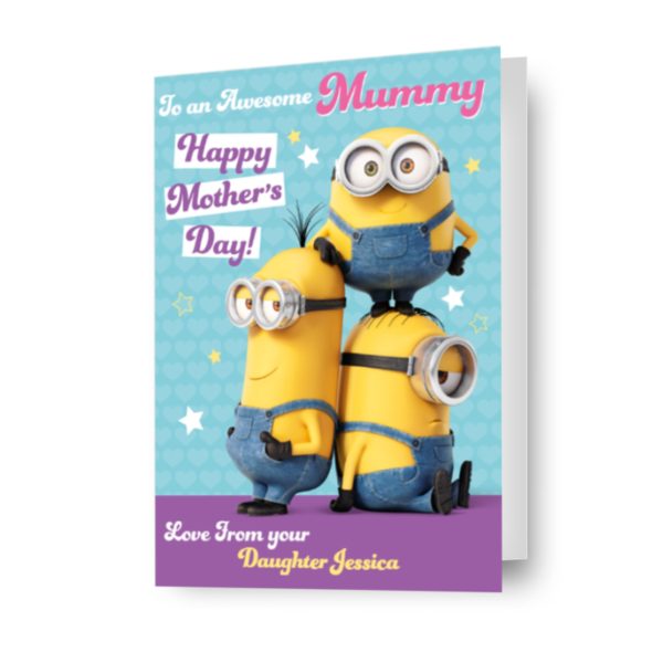 Despicable Me Minions Personalised  Awesome Mummy  Mother s Day Card For Cheap