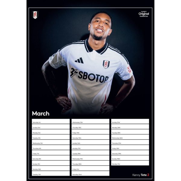 FULHAM FC 2025 A3 CALENDAR For Discount