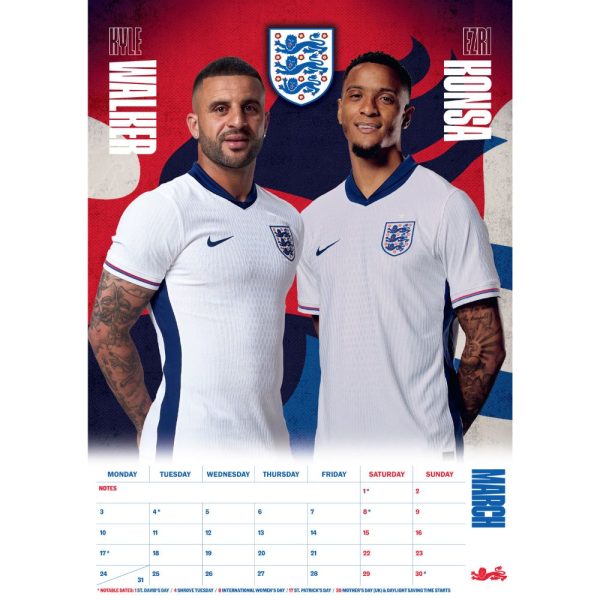 ENGLAND FA MEN S FOOTBALL 2025 A3 CALENDAR Cheap