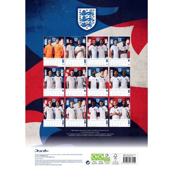 ENGLAND FA MEN S FOOTBALL 2025 A3 CALENDAR Cheap