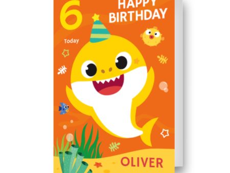 Baby Shark Personalise Name And Age Birthday Card Sale